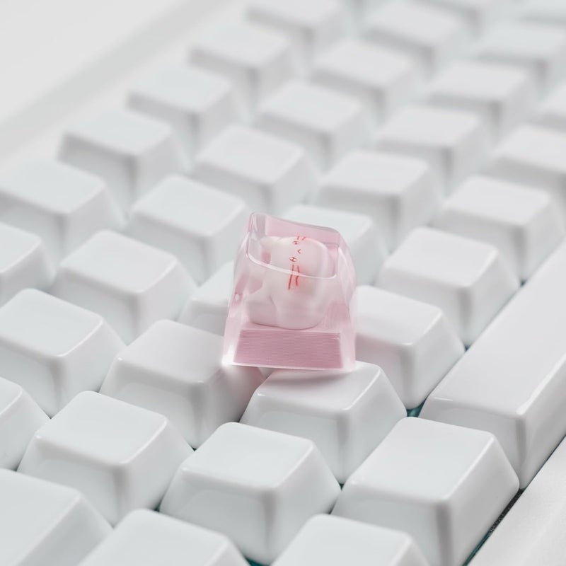 ULTRAEQUIP Artisan Keycaps, Pink Cat Design, 1U Resin Mechanical Keyboard Key, Shine Through Compatible Single 1U Replace Key for ESC Key Mechanical Keyboard - Image 5